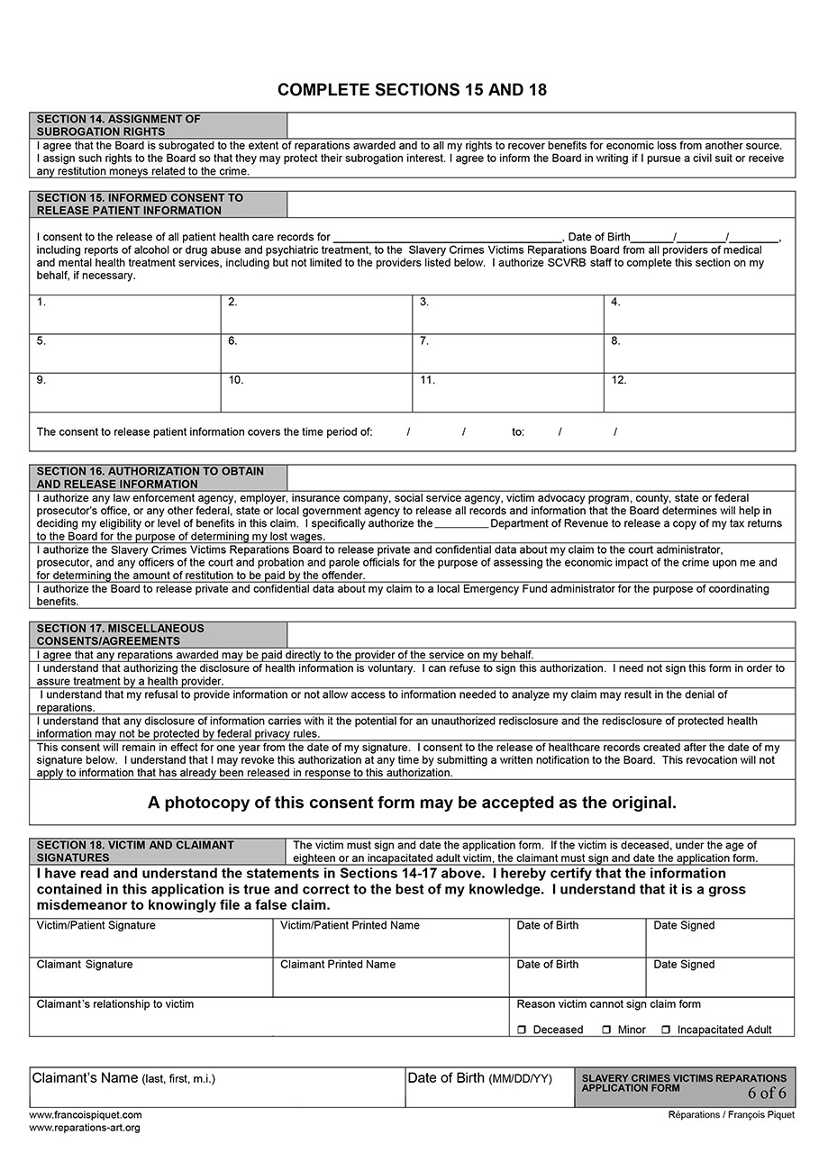 slavery crimes victims reparations application form english version victims of crime application form